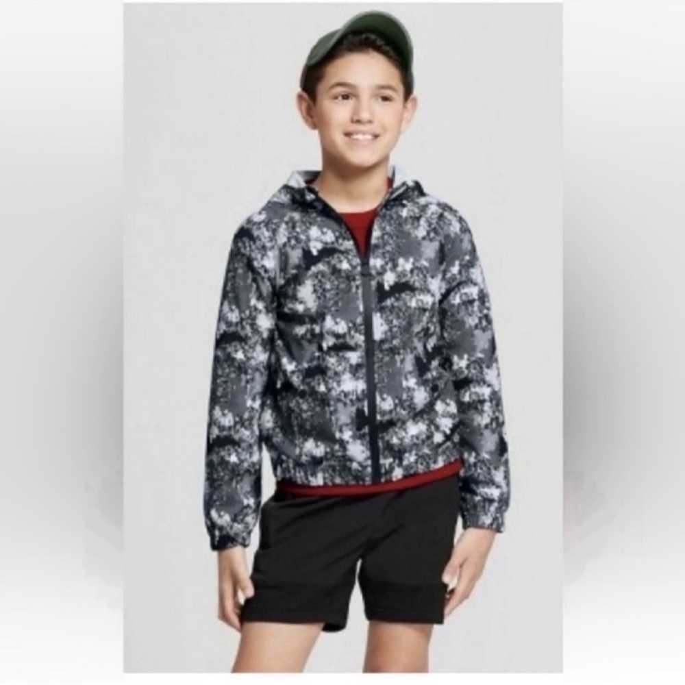 HUNTER For Target Kids/boys/toddler Windbreaker Jacket Sz 6/7 Gray White Black